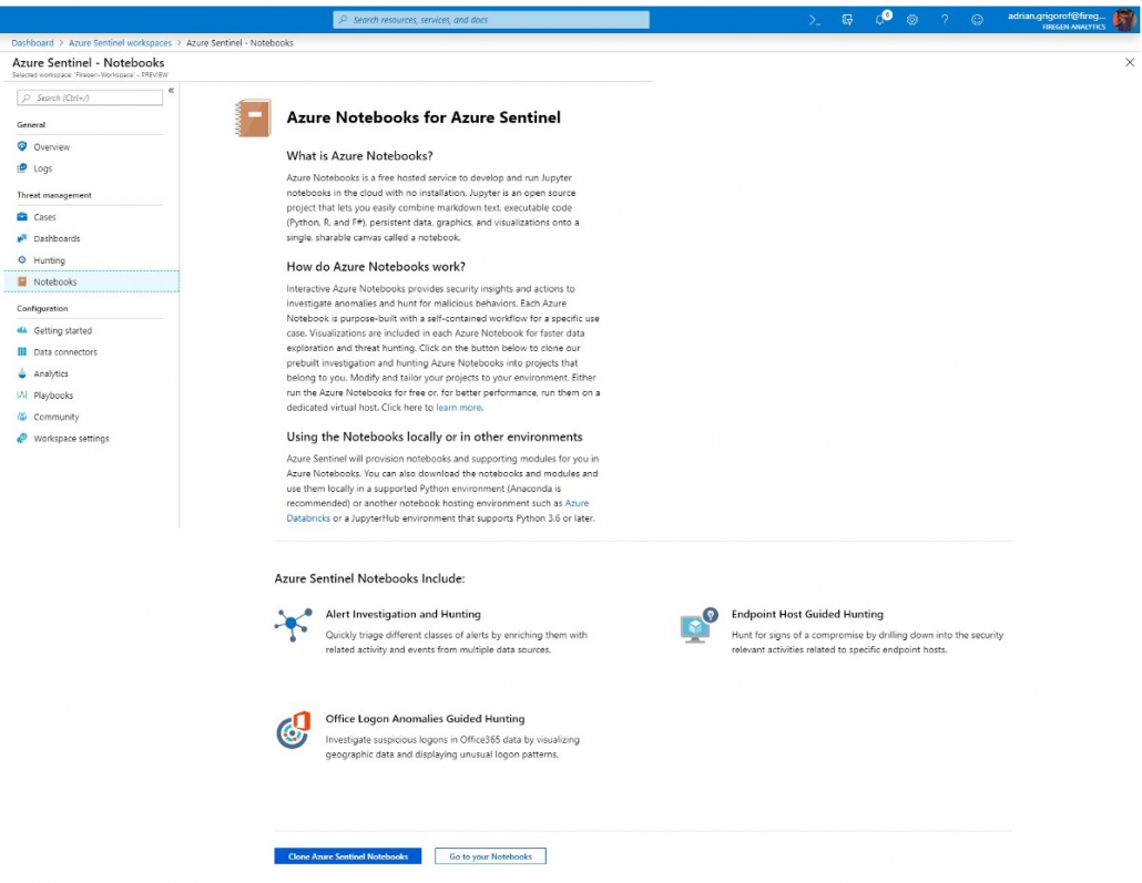 Azure Sentinel Notebooks Managed Sentinel