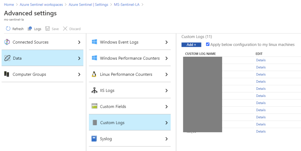 Azure Sentinel Data Connectors Managed Sentinel